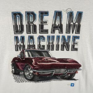 VTG Fruit Of The Loom Shirt Mens Large White Corvette Dream Machine Graphic Tee
